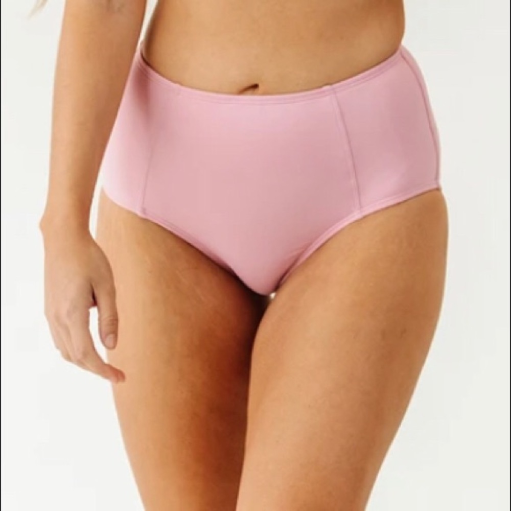 Pink high waisted bikini bottoms